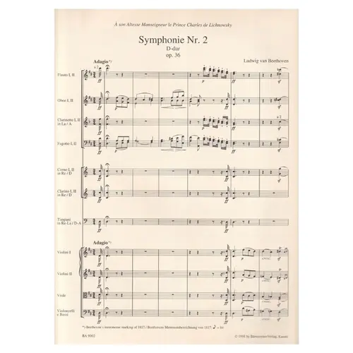 Symphony no. 2 in D major op. 36 - full score