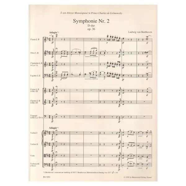 Symphony no. 2 in D major op. 36 - full score