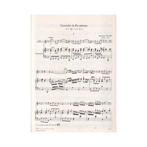 Concerto In Re Minore Per Viola D´Amore-PV 288-F.II n.2