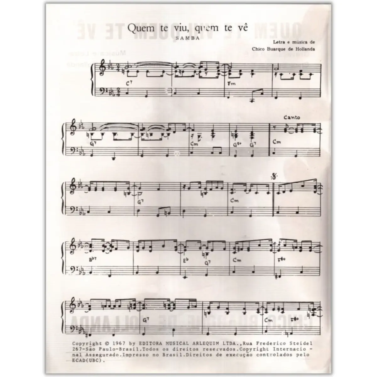 Quem te viu, Quem te vê (Piano)
