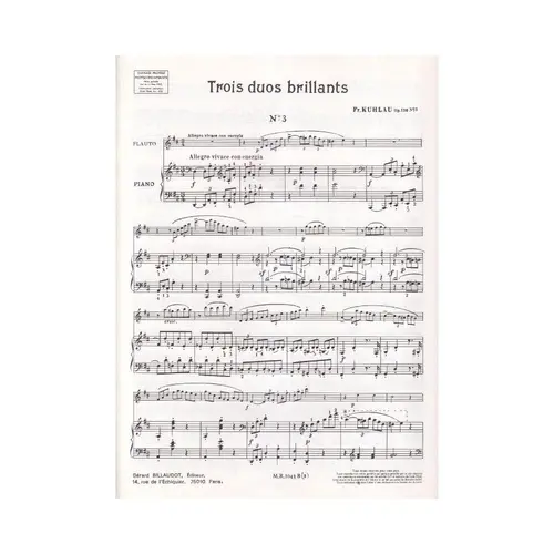 Trois Duos Brillants Op.110 - Troisieme Duo Pour Flute Et Piano