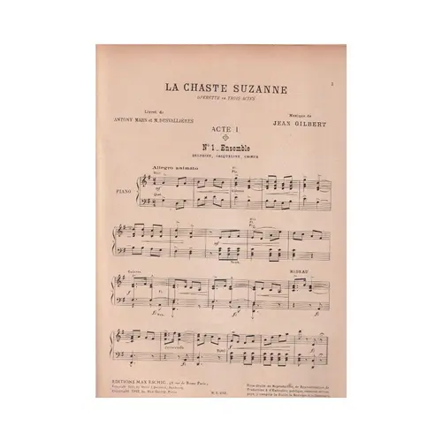 La Chaste Suzanne - Piano Et Chante (Edição Antiga)