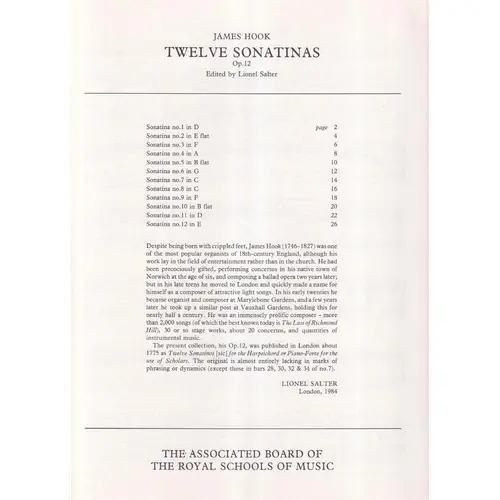 Twelve Sonatinas - Op.12   (Epp 24)