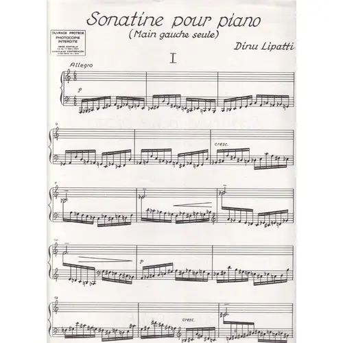 Sonatine Pour Piano (Mao Esquerda)