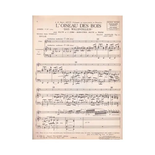 L´Oiseu Des Bois Op.21 - Flute Et Piano