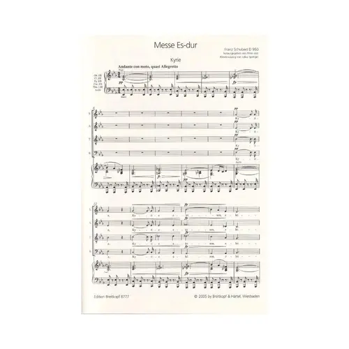 Messe Es-Dur - D 950 Fur Soli, Chor Und Orchestr