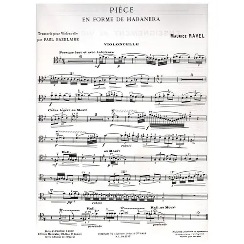 Piece En Forme  De Habanera - Cello