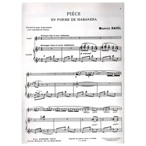 Piece En Forme  De Habanera - Cello