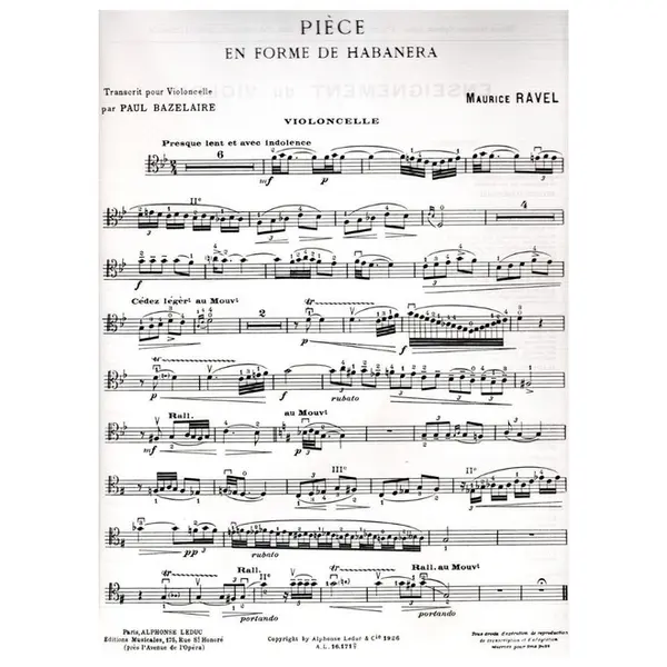 Piece En Forme  De Habanera - Cello