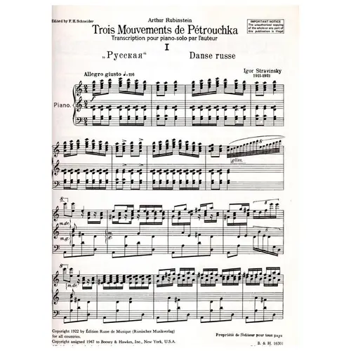 Trois Mouvements de Petrouchka para piano