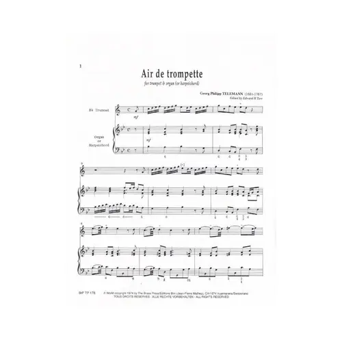Air De Trompette For Trumpet And Organ (Or Harpsichord)