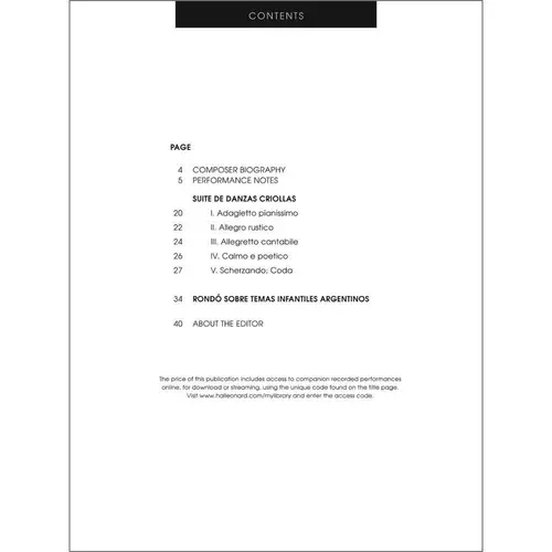 Suite De Danzas Criollas For Piano