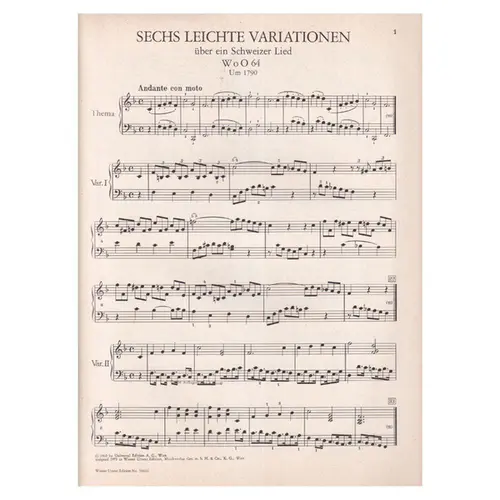 Variationen fur klavier - Vol.1