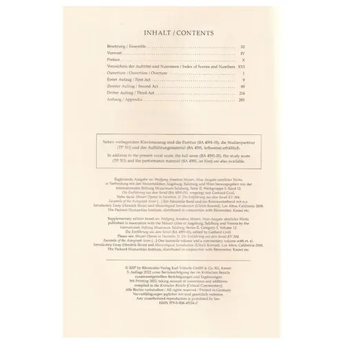 Entfuhrung Aus Dem Serail - Kv 384 - Vocal Score