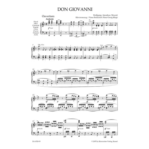 Don Giovanni - Kv 527 - Vocal Score -  Urtext