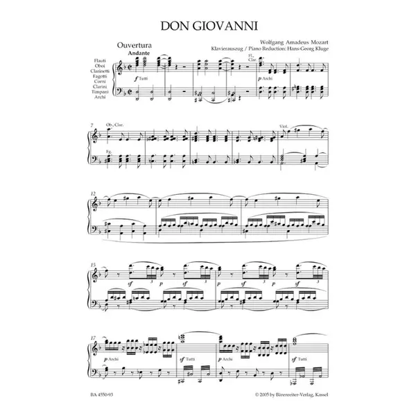 Don Giovanni - Kv 527 - Vocal Score -  Urtext