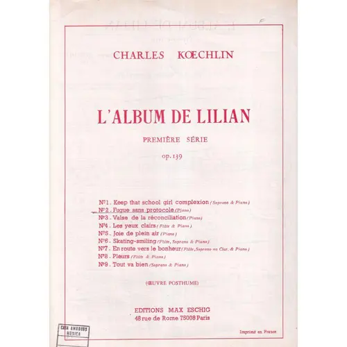 Fugue Sans Protocole - L´Album De Lilian - Op.139