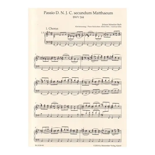 St.Matthew passion - BWV 244 - Vocal Score - Urtext