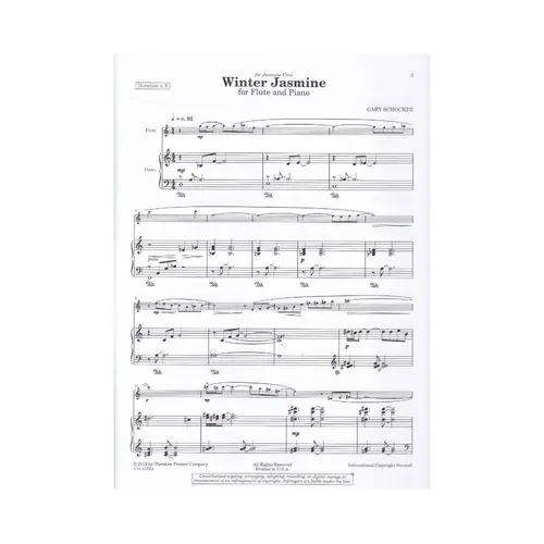 Winter Jasmine For Flute And Piano