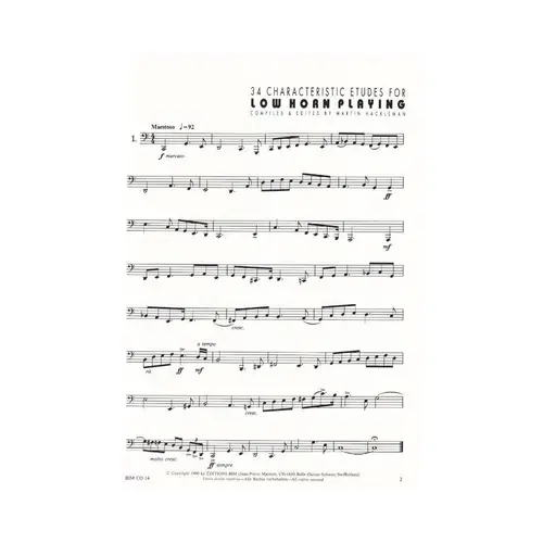 34 Characteristic Etudes For Low Horn Playing