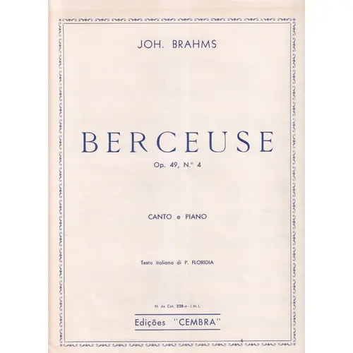 Berceuse - Op.49 N.4  para canto e piano (Edição Antiga)