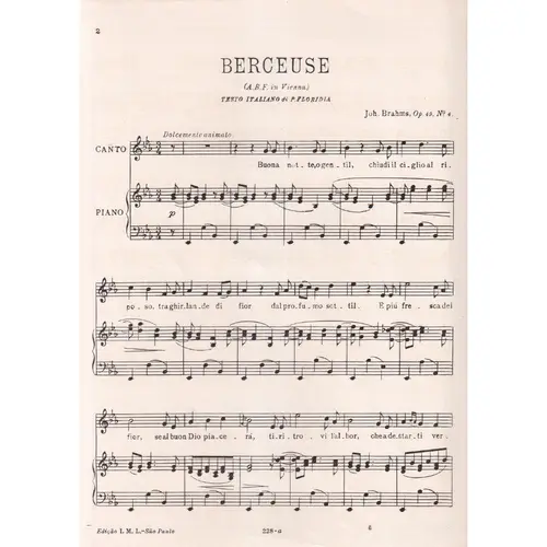 Berceuse - Op.49 N.4  para canto e piano (Edição Antiga)