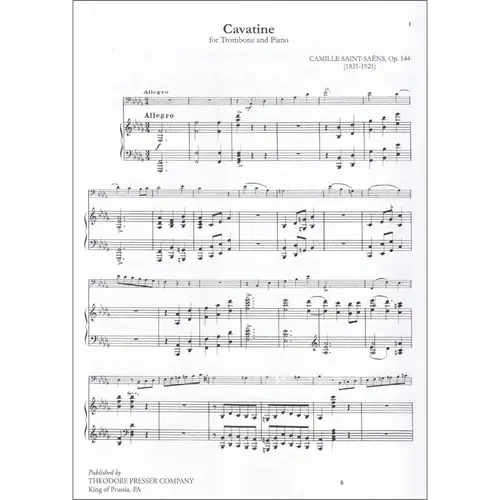 Cavatine For Trombone And Piano
