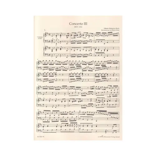 Concerto N.3 In D-Dur - Bwv 1054 Fur Cembalo Und Streicher - Piano Reduction