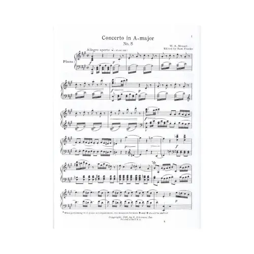 Concerto N. V In A Major - K219