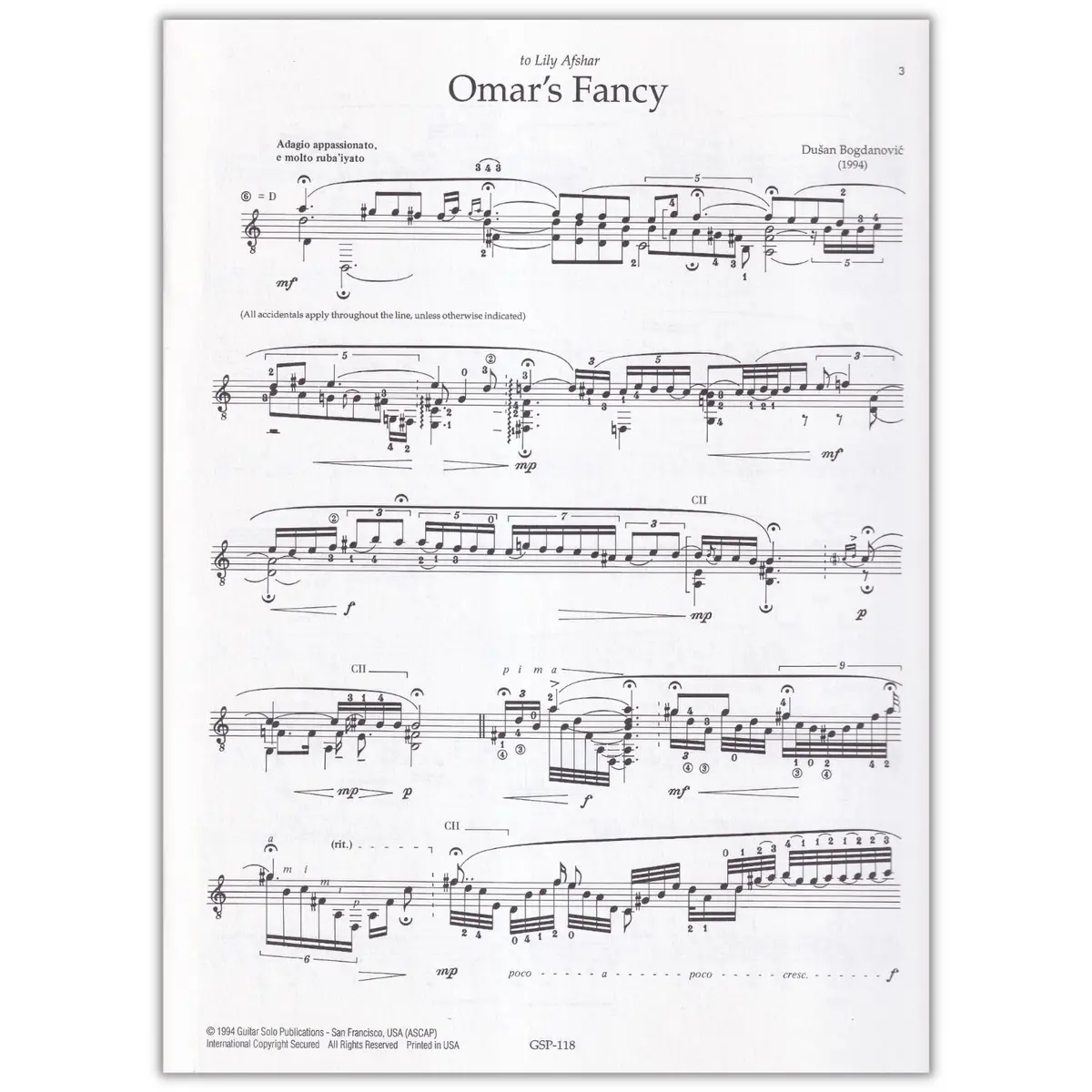 Omar`S Fancy For Solo Guitar