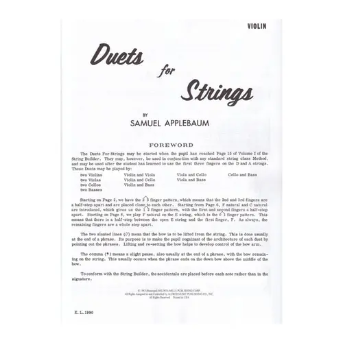 Duets For Strings - Violin - Vol.1