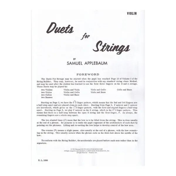 Duets For Strings - Violin - Vol.1