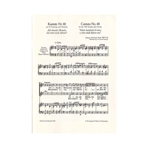 Cantata BWV 48 “Most wretched of men, o who shall deliver me” - vocal score