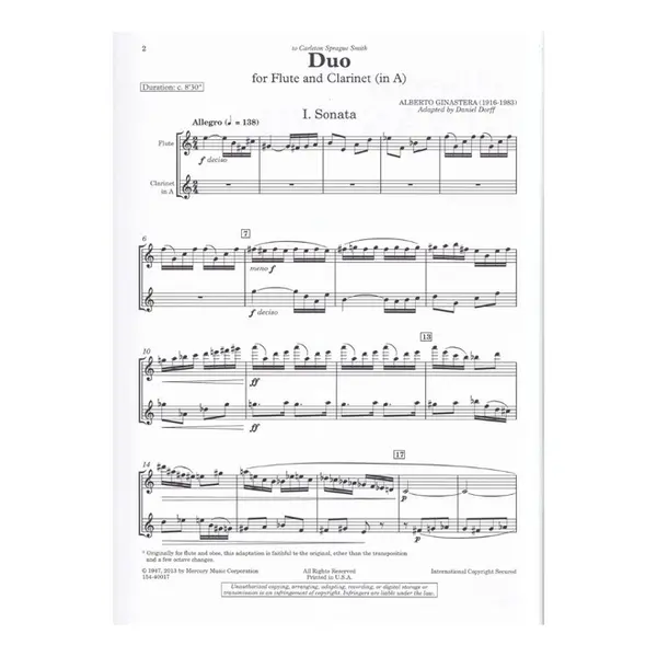 Duo For Flute And Clarinet (In A)