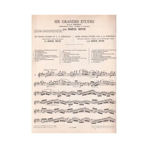 Six Grandesm Etudes De La Flute