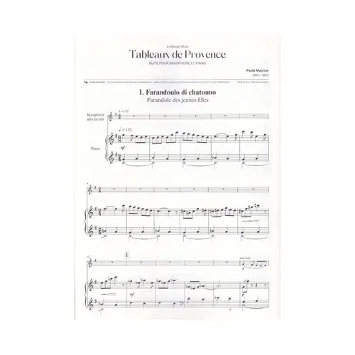 Tableaux De Provence Pour Sax Et Piano