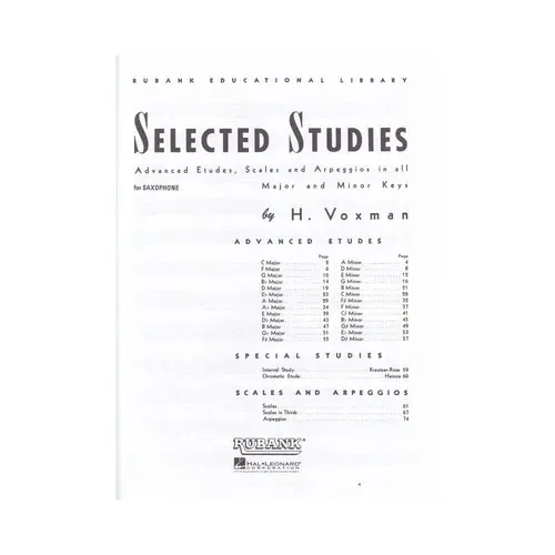 Selected Studies For Saxofone