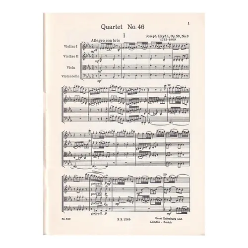 String Quartet E B Maj. - Op.50 N.3  ( study score)