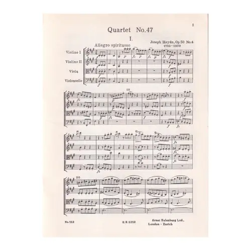 String Quartet F# Minor - Op.50 N.4  ( study score)
