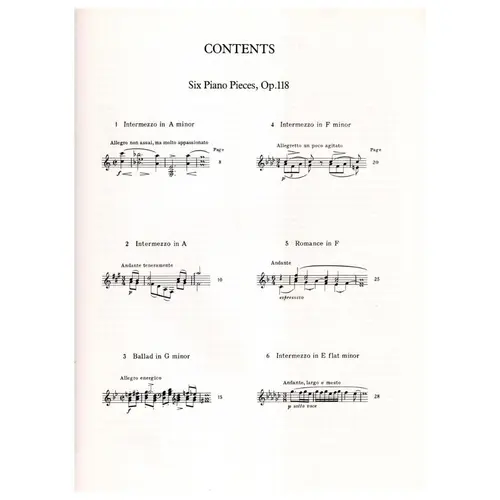 Six Piano Pieces - Op.118