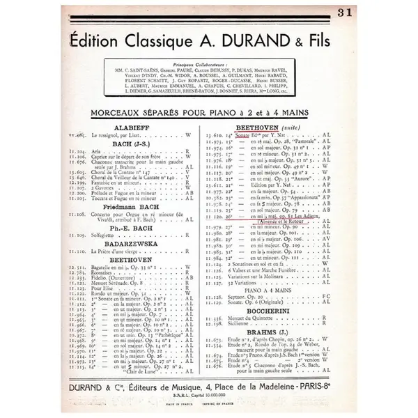 Sonate N.26 En Mib Maj- Op.81 - Les Adieux, L' Absence et Le Retour