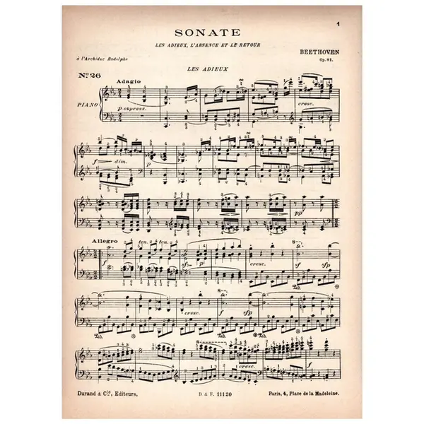 Sonate N.26 En Mib Maj- Op.81 - Les Adieux, L' Absence et Le Retour