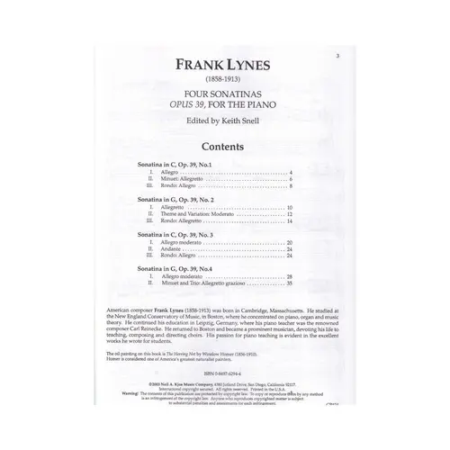 Four Sonatinas For Piano - Op.39