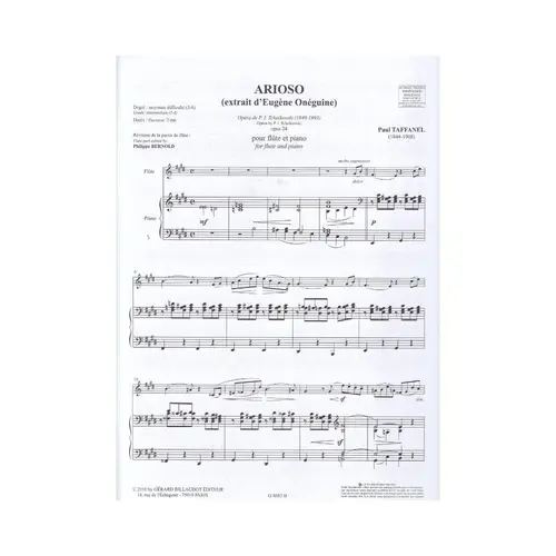 Arioso  (Extrait D`Eugene Oneguine) Por Flute Et Piano