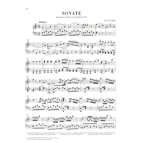 Piano Sonata In F Major KV 332