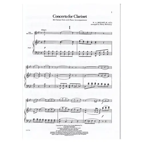 Concerto For Clarinet - Kv 622