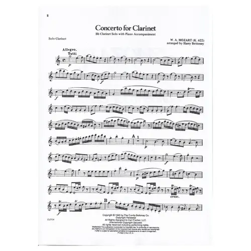 Concerto For Clarinet - Kv 622