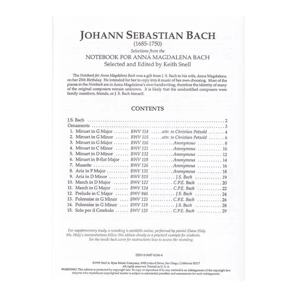 Selections From The Notebook For Anna Magdalena Bach