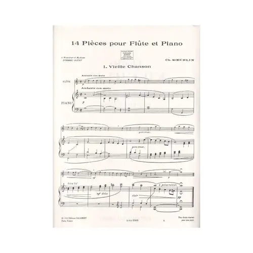 14 Pieces Pour Flute Et Piano