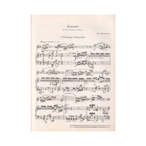 Konzert Fur Oboe Und Kleines Orchester (1952)